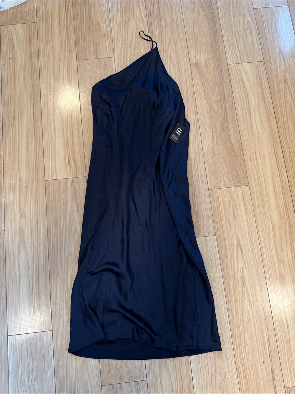 NWT EXPRESS One-Shoulder Black Slip Dress